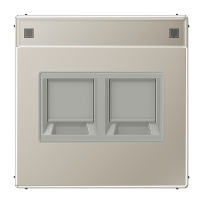 Abdeckung (gerastet) für Modular-Jack-Steckbuchsen, 2fach, EMT, AMP, MTRJ, mit Schriftfeld, Serie LS, Edelstahl