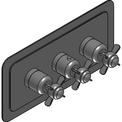 Just Taps Black, Pinch Thermostatic 3 Outlet Shower Valve Horiz Industrial Valves