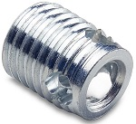 Threaded insert, self tapping with cutting bores – for application in metal