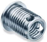 Threaded insert, self tapping with cutting bores – for application in metal