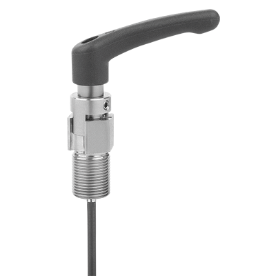 Elementi di azionamento in acciaio inox per comando a distanza, con leva di serraggio, sistemi a cavo Bowden