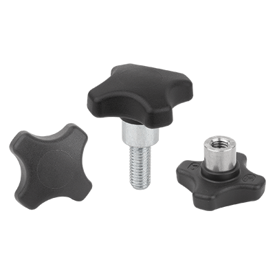 Empuñaduras en cruz de plástico con casquillo de acero saliente