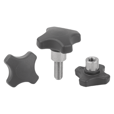 Empuñaduras en cruz de plástico antibacteriano con casquillo de acero saliente