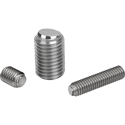 Ball-end thrust screws without head stainless steel with flattened ball
