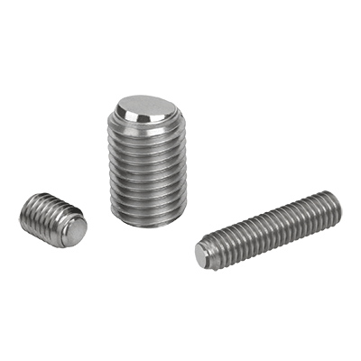 Ball-end thrust screws without head  stainless steel with flattened ball and rotation lock