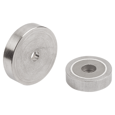 Magnets shallow pot with counterbore SmCo with stainless-steel housing