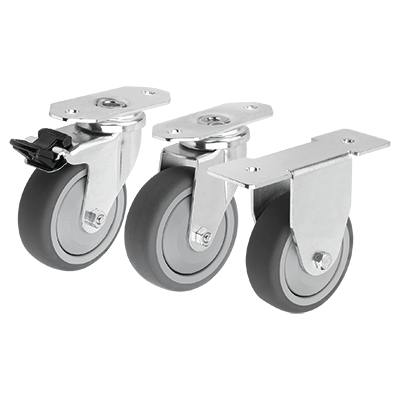 Roulettes pivotantes et fixes pour appareils en acier, bande de roulement en TPU pour profilés aluminium