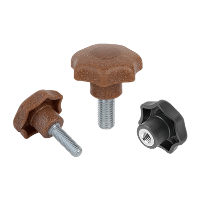 Pokrętła gwiaździste biopolimerowe, zbliżone do DIN 6336