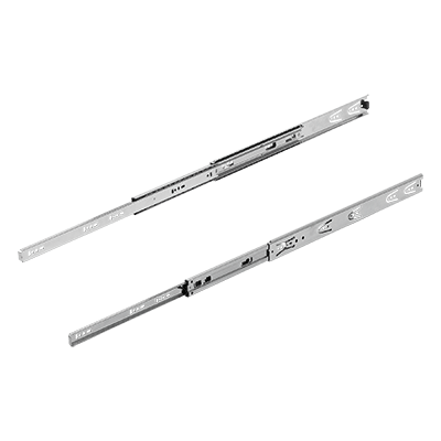 Telescopic slides, steel for side mounting, full extension, load capacity up to 45 kg