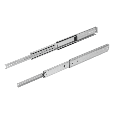 Telescopic slides, steel for side mounting, full extension, load capacity up to 136 kg