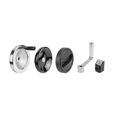 Handwheels, handles, position indicators