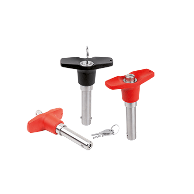 Ball lock pins with T-grip lockable