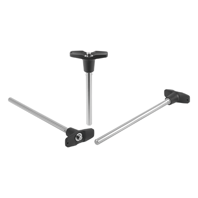 Ball lock pins with T-grip stainless steel, with head-end lock