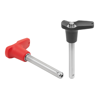 Ball lock pins with L-grip