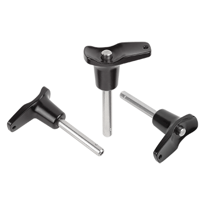 Ball lock pins with L-grip