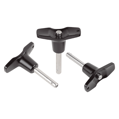 Ball lock pins with T-grip