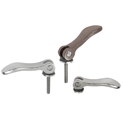 Cam levers in stainless steel with internal and external thread