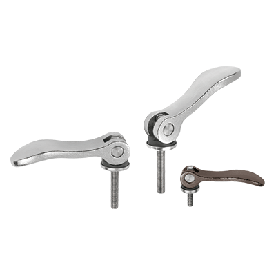 Adjustable Cam Levers in stainless steel with external thread