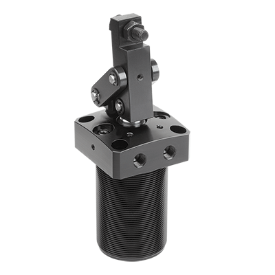 Link clamp pneumatic screw-on with flange