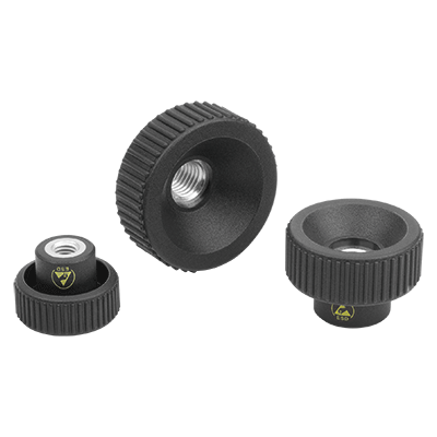 Antistatic plastic knurled nuts