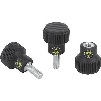 Knurled knobs antistatic