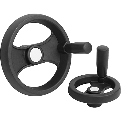 Handwheels 2-spoke plastic, with revolving grip