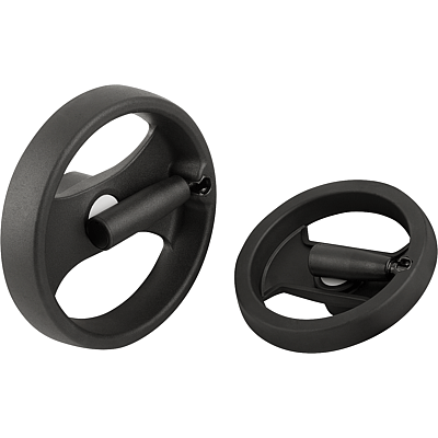 Handwheels 2-spoke plastic, with fold-down grip
