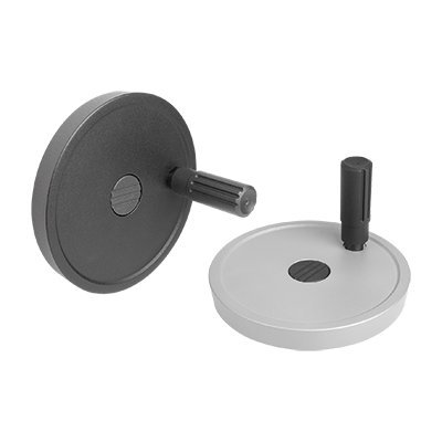 Disc handwheels, aluminium with revolving cylindrical grip