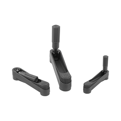 Crank handles with fold-away grip