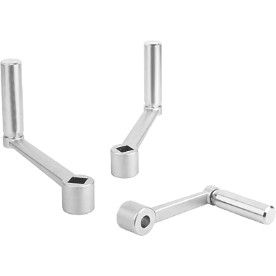 Crank handles with revolving grip, stainless steel