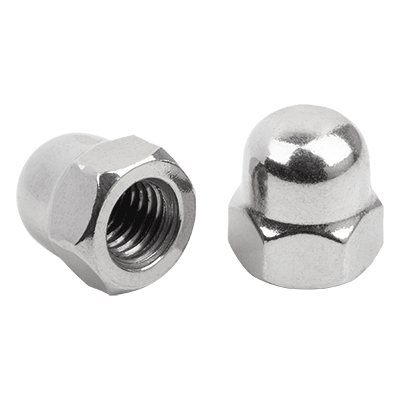 Hex cap nut, high style DIN 1587 steel or stainless steel