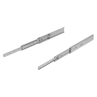 Telescopic slides, stainless steel for side mounting, over-extension, load capacity up to 90 kg