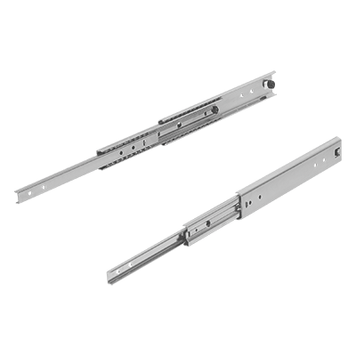 Telescopic slides, steel for side mounting, over-extension, load capacity up to 160 kg
