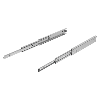 Telescopic slides, steel for side mounting, over-extension, load capacity up to 55 kg