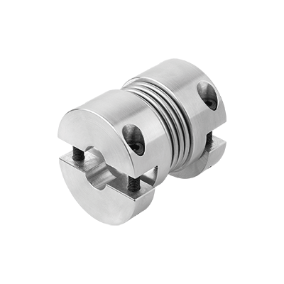 Metal bellows couplings with removeable clamp hubs