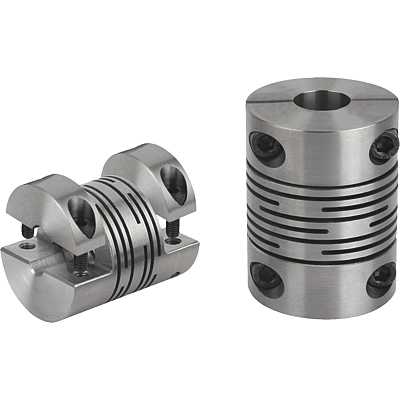 Beam couplings stainless steel with detachable clamp hubs