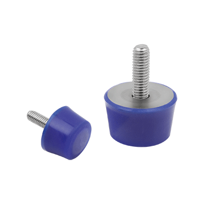 Rubber buffers stainless steel type K conical with external thread FDA conform blue