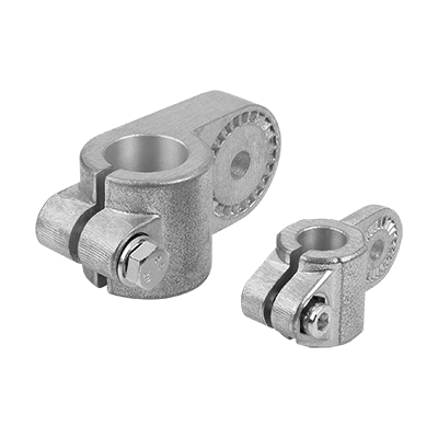 Tube clamps, swivel half aluminium, with sunken teeth