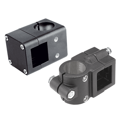 Linear actuator connector clamps cross