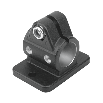 Linear actuator connector clamps flange