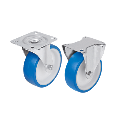 Swivel and fixed castors steel plate, for sterile areas