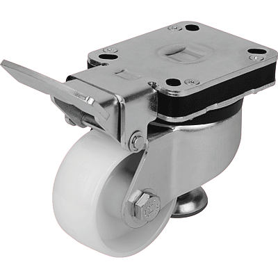 Elevating castors with integrated machine foot