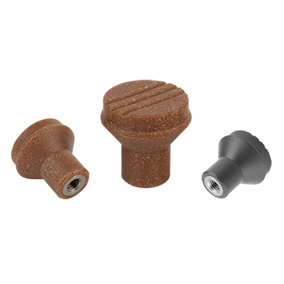 Mushroom knobs biopolymer internal thread