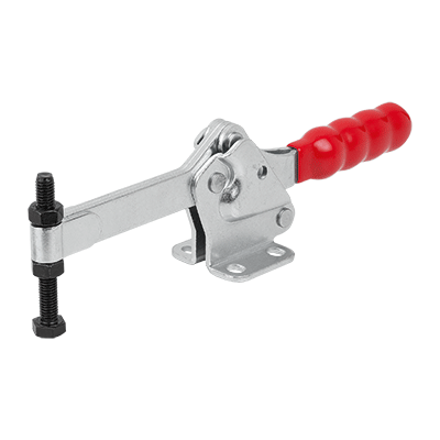 Toggle clamps horizontal with horizontal foot and full holding arm