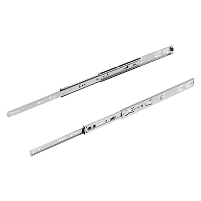 Telescopic slides, steel for side mounting, full extension, load capacity up to 30kg