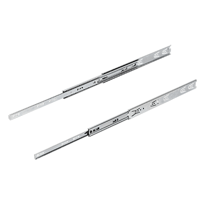 Telescopic slides, steel for side mounting, over-extension, load capacity up to 60 kg