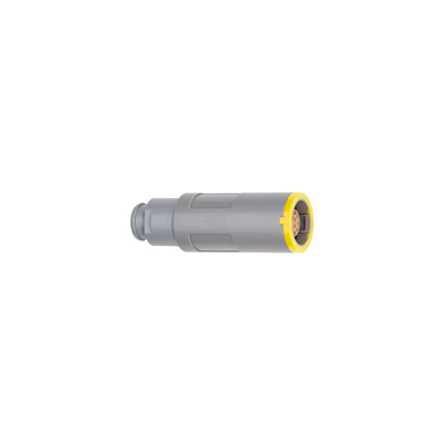 Free receptacle with cable collet and nut for fitting a bend relief