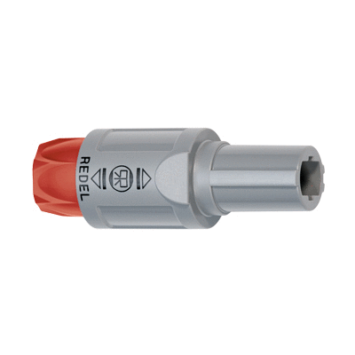 Straight plug, key (N) or keys (P, S and T), with red cable collet