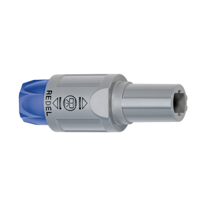 Straight plug,  key (N) or keys (P, S and T), with blue cable collet