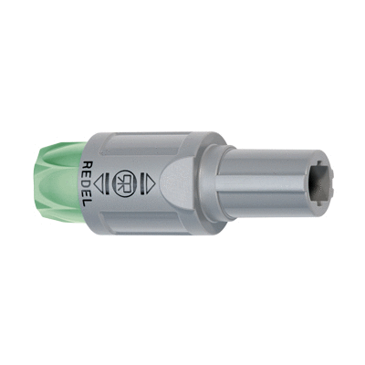 Straight plug, key (N) or keys (P, S and T), with green cable collet